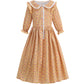 Aoiviss Girls Pioneer Costume Floral Colonial Prairie Dress for Little Kids with Apron and Bonnet, Yellow