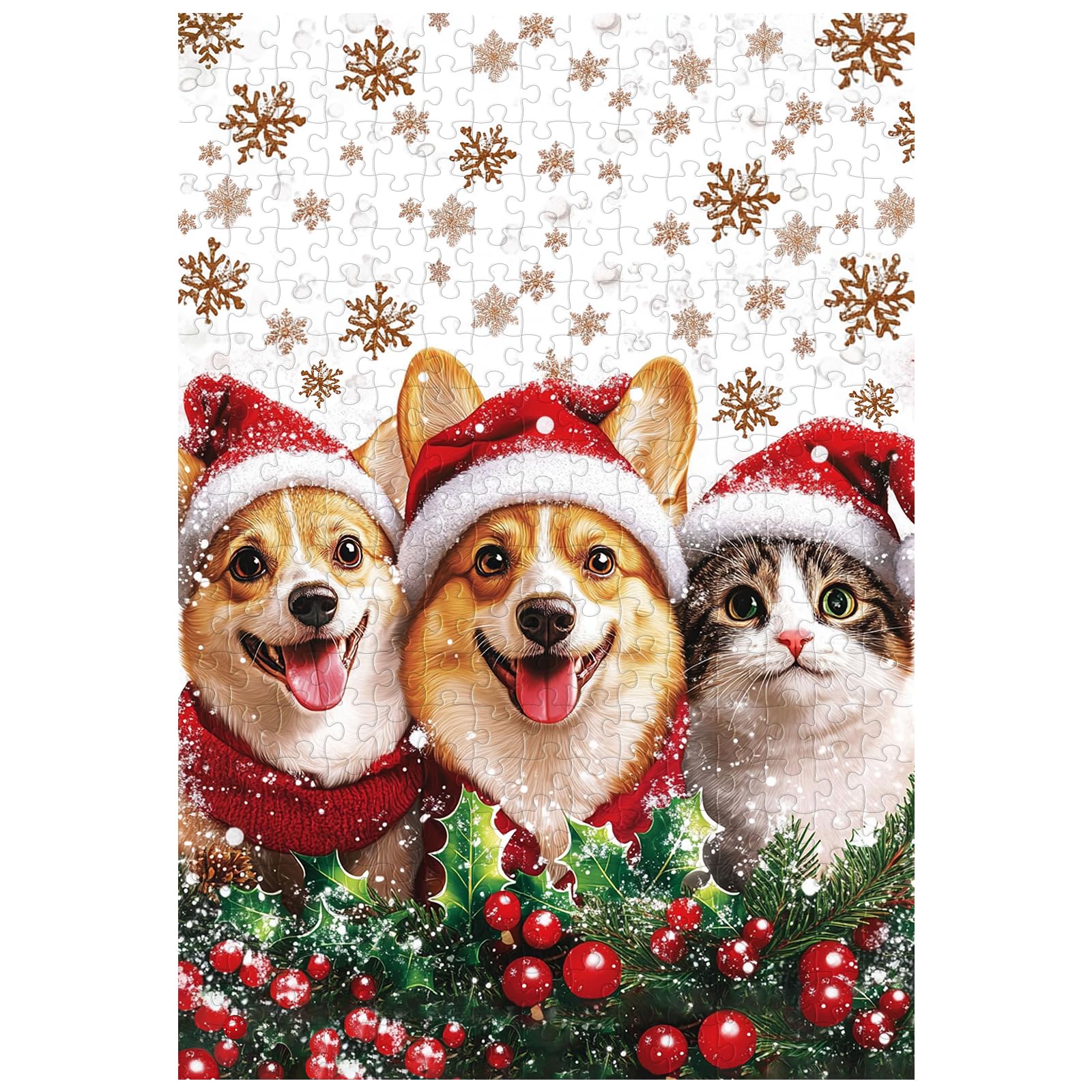 Great Jigsaw Puzzles for mature-themeds 300 Pieces Christmas Dog and Cat Puzzles for mature-themeds Toys Gift Family Decoration Kids Puzzle