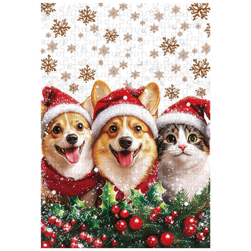 Great Jigsaw Puzzles for mature-themeds 300 Pieces Christmas Dog and Cat Puzzles for mature-themeds Toys Gift Family Decoration Kids Puzzle