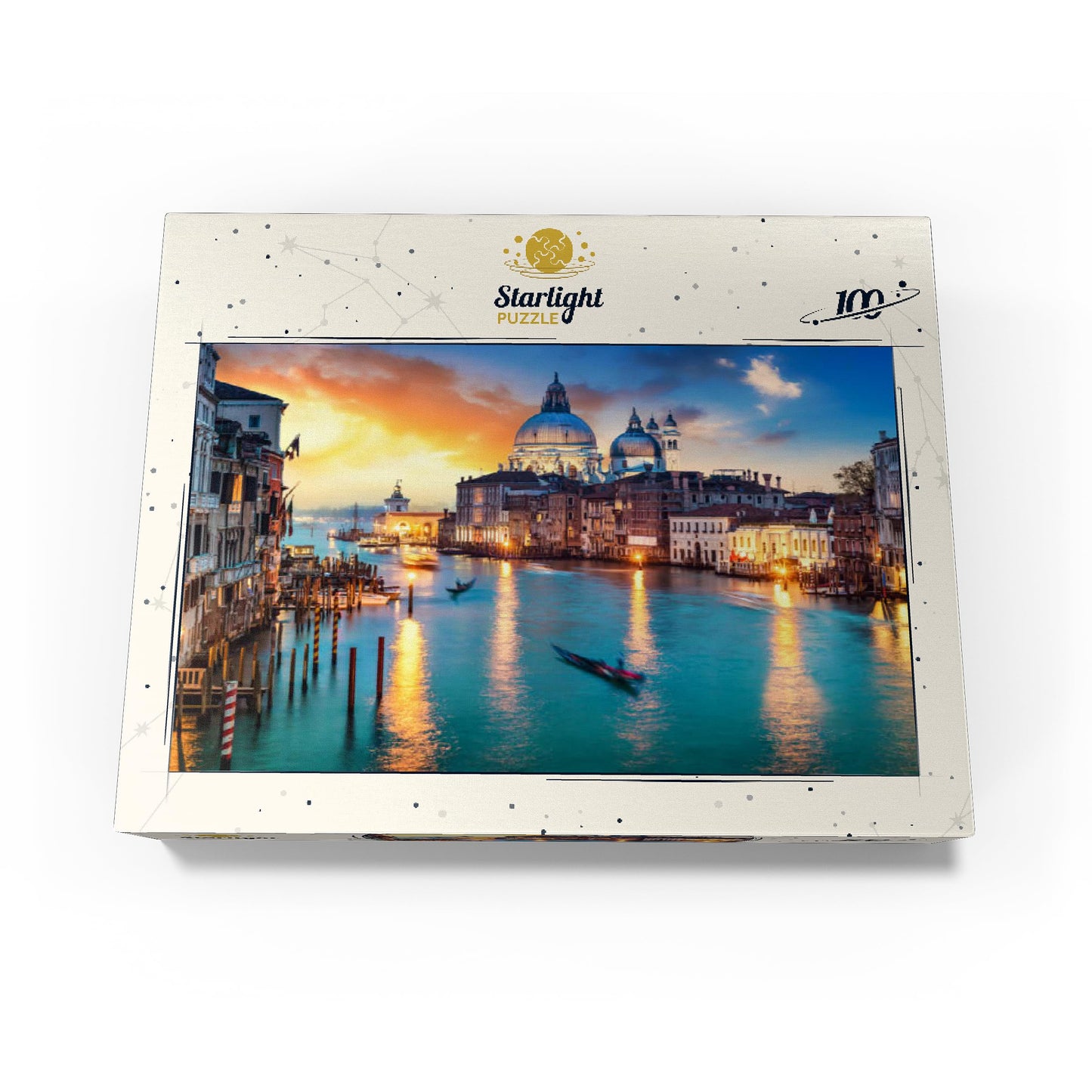 MyPuzzle Grand Canal with Gondola at Sunset Venice Italy - enhanced 100 Piece Jigsaw Puzzle for mature-themeds