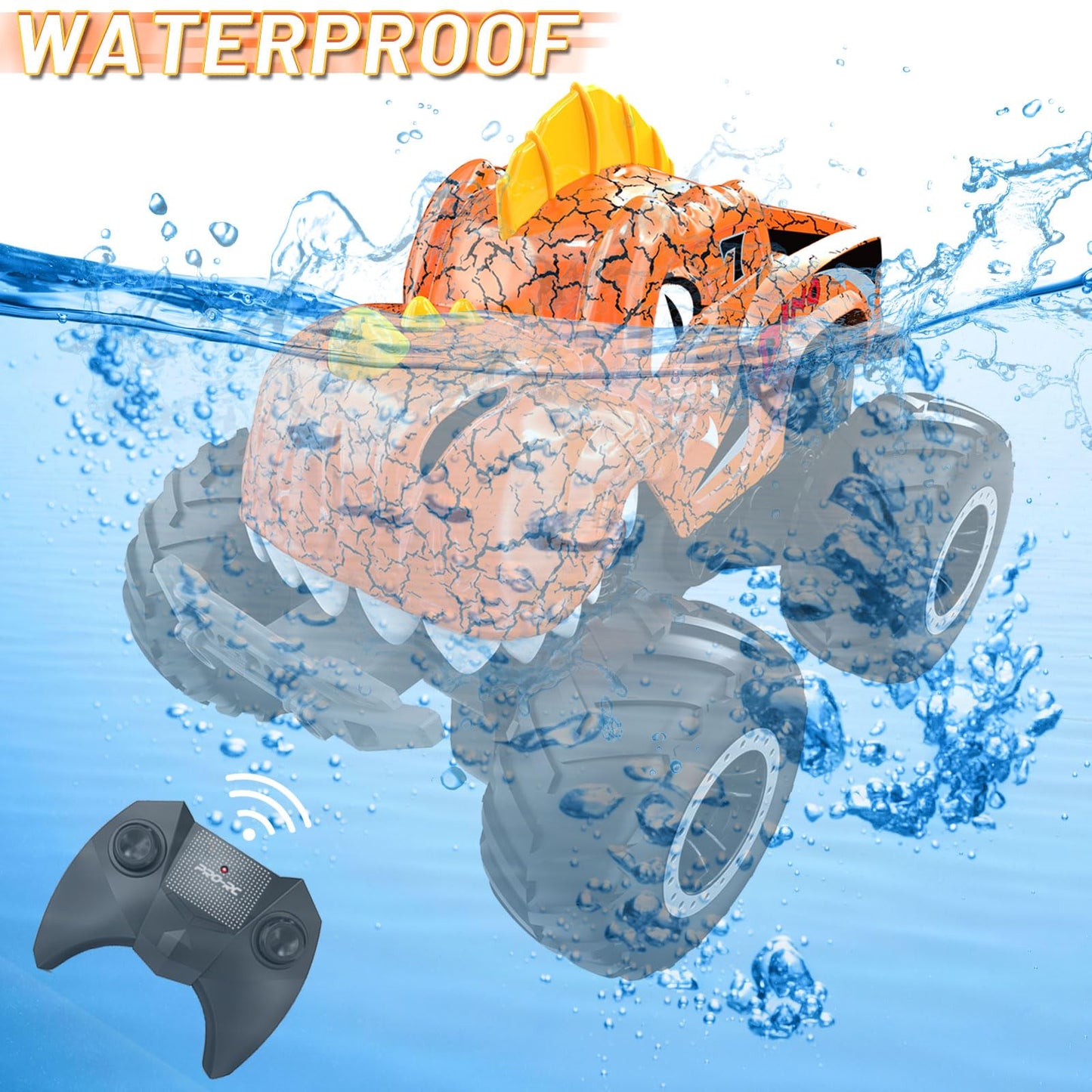 Remote Control Car,Dinosaur 2.4GHz Monster Trucks for Boys Girls with Light,Sound & Spray,Stunt Car RC Trucks Dinosaur Toys Gift