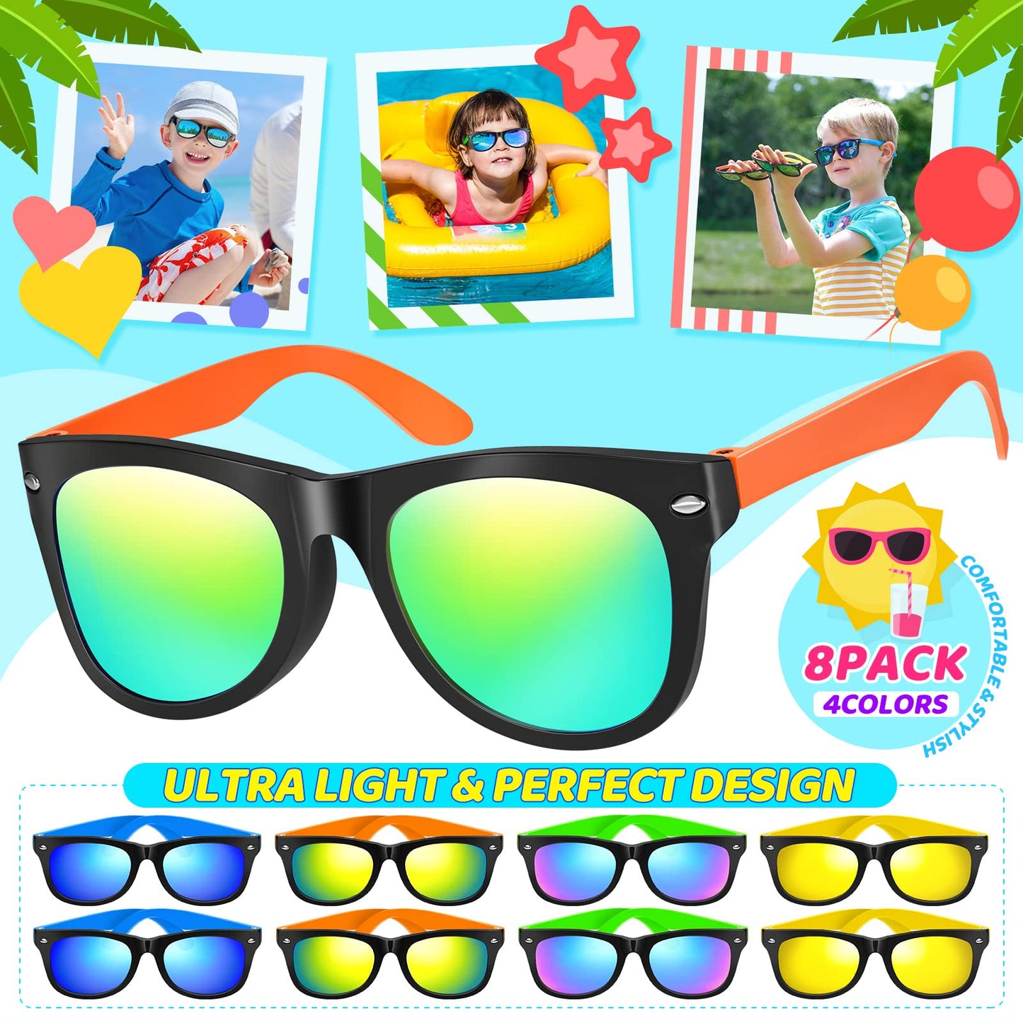 Pool Party Favors Beach Party Favors - 48 Pcs Pool Toys For Kids Ages 3 4 5 6 7 8 Beach Balls Bulk, Sand Bucket And Shovels Set, Kids Sunglasses Bulk, Beach Summer Toys, Pool Party Supplies Sand Toys