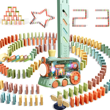Rohsce Domino Train Toy, 80 Pcs Kids Games Automatic Dominos Set, Stem Montessori Toys For 3 Year Old, Colorful Lights & Music Creative Gifts For Boys Girls Autistic Age 3 4 5 6+