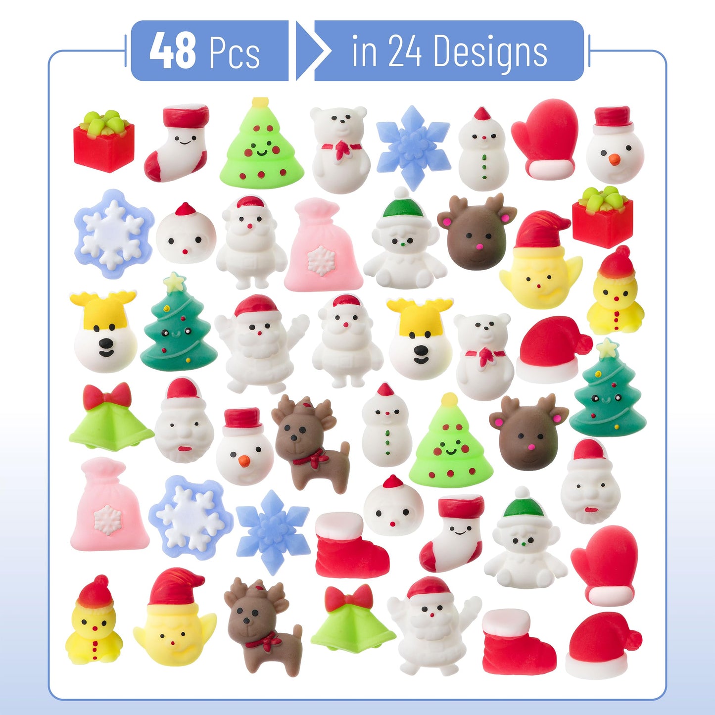 Mr. Pen- Christmas Squishy Toys, 48 Pcs, Holiday Squishies, Christmas Squishies For Kids, Squishies Christmas, Christmas Party Favors For Kids, Squishy Toys For Kids, Mini Squishies