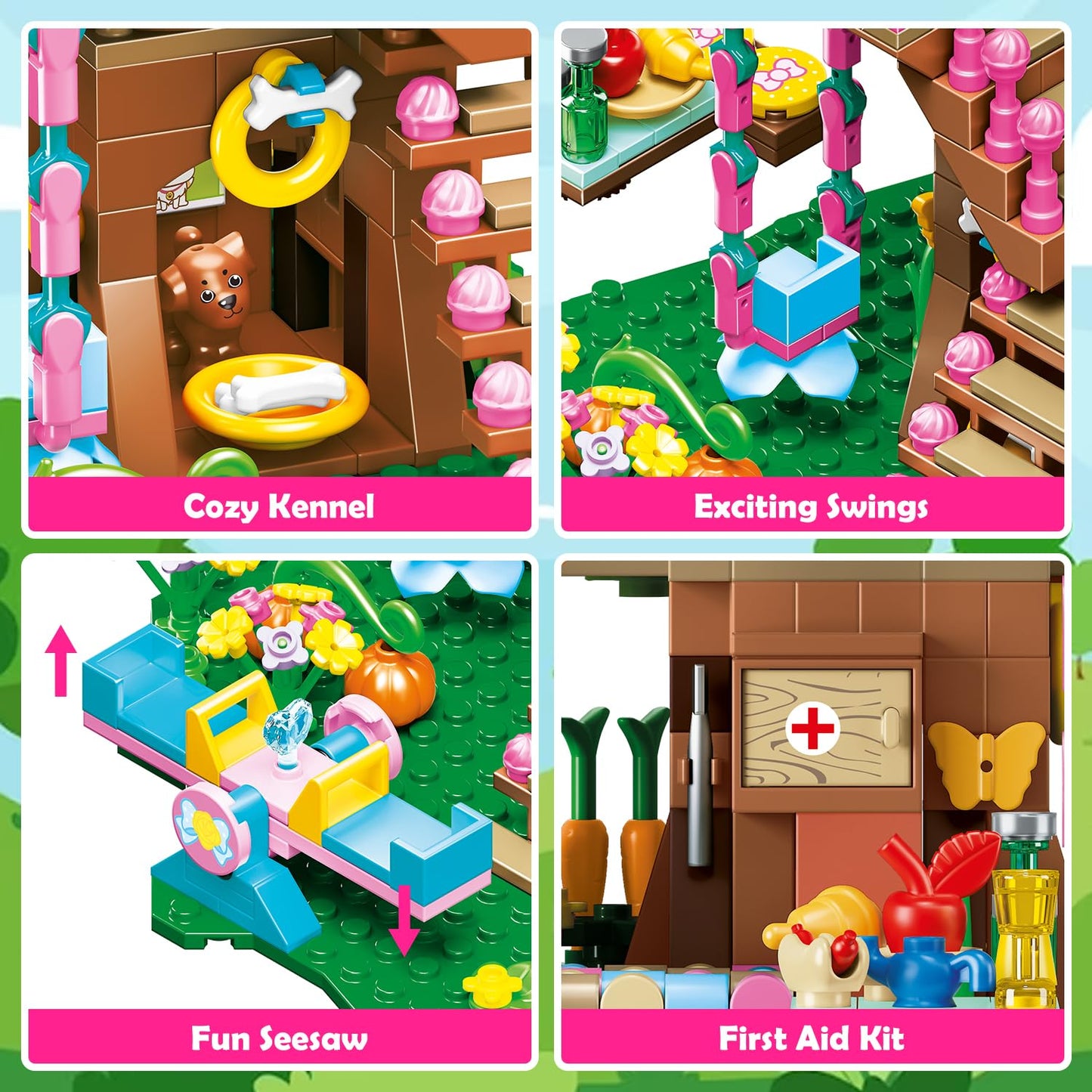 Hogokids Tree House Building Set With Led Light - 622Pcs Treehouse Building Blocks Toys, Forest Up House Building Kit With Slide, Birthday Gifts For Kids Girls Boys Age 6 7 8 9 10 11 12+