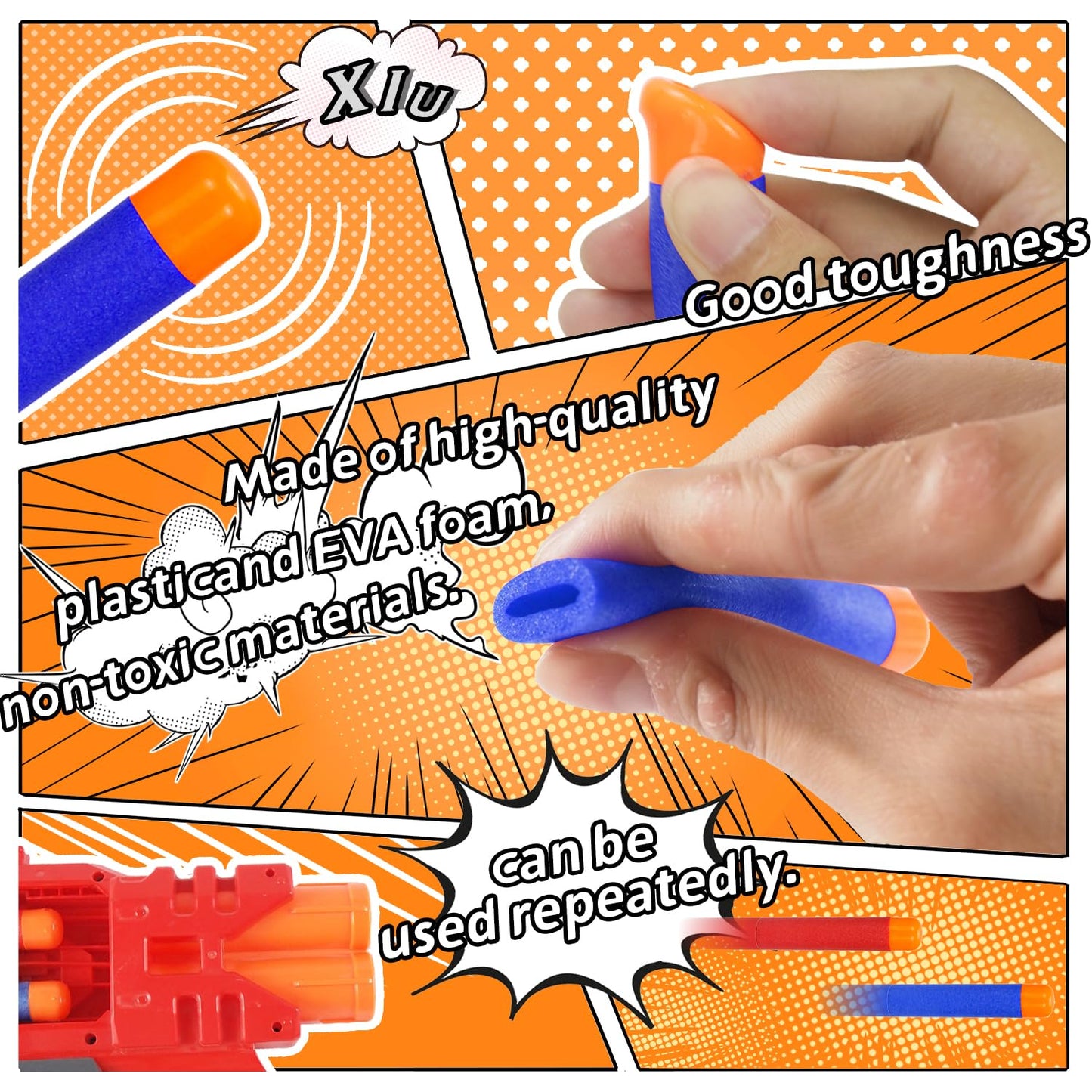 EKIND 9.5cm Foam Darts Compatible for Nerf advanced Mega Series 36-Dart Refill Pack (Blue)