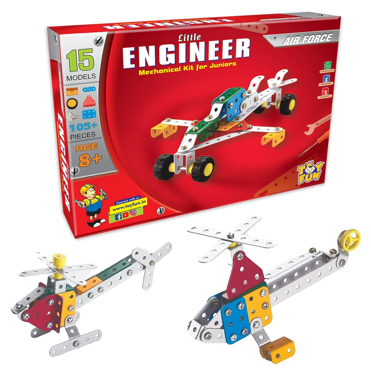 Yuiop  Little Engineer Airforce  Construction Set For Kids  15 Models  105+ Pieces