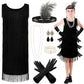 Xaatren 6 Pcs Girls 20'S Flapper Dresses Costume Set For Kids Aged 4-12 Fringed 1920'S Costume Accessories Halloween Costumes(Sm