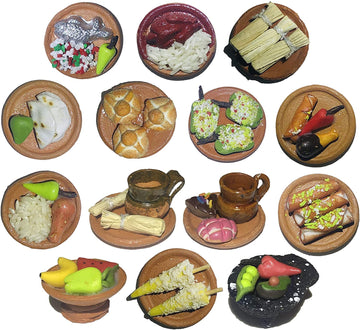 JDProvisions Miniature Mexican Fiesta Clay Pretend Food Decorations Arts Day of The Dead Offerings Dia De Los Muertos Ofrendas C