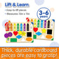 The Learning Journey Lift & Learn Puzzle - Colors & Shapes, Educational Toy for Ages 3+, Cardboard, Model 501825, Brown