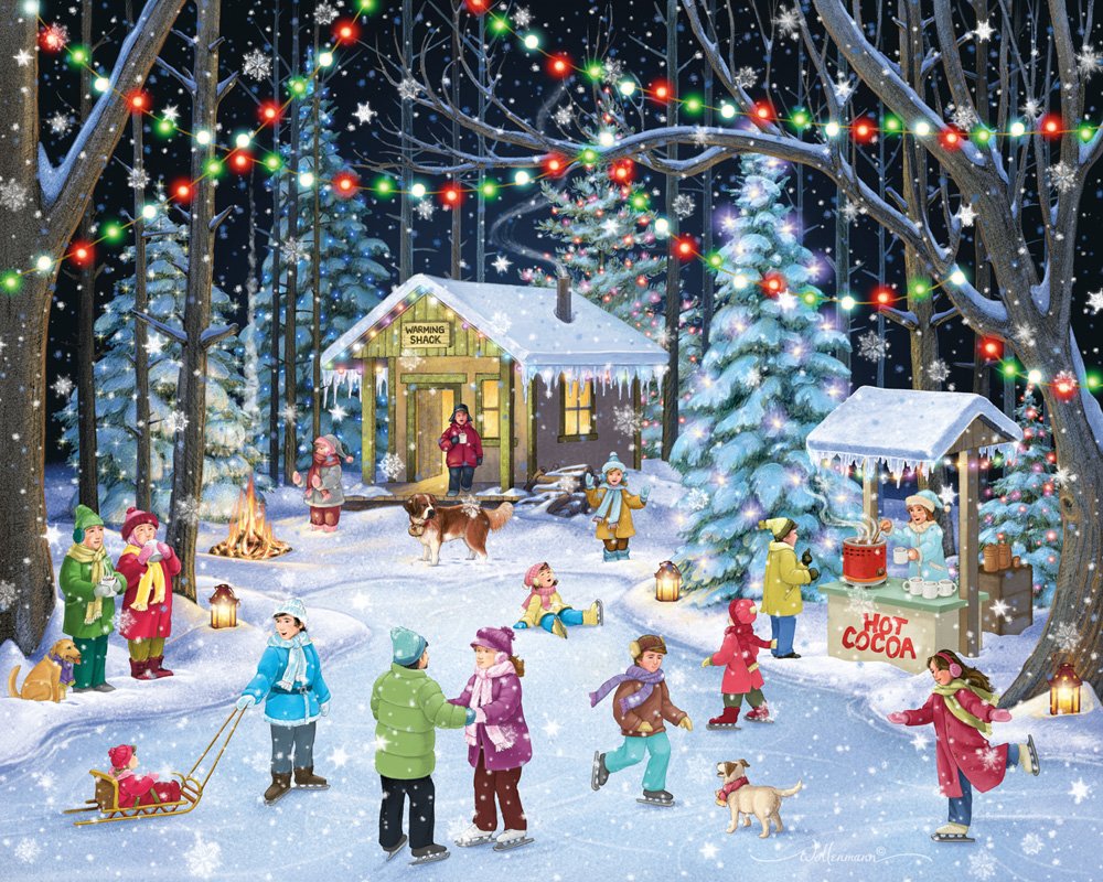 Vermont Christmas Company Woodland Skaters Jigsaw Puzzle 1000 Piece