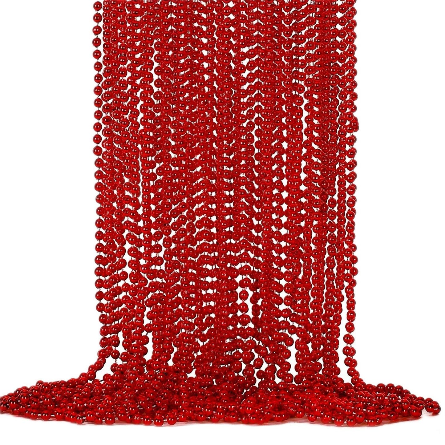 EOBOH 24PCS Bead Necklace, Red Bead Necklace Stuff Party Favors, 33'' Christmas Necklaces Festival Parade Throw Accessories for