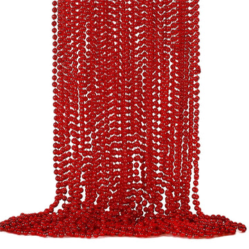 EOBOH 24PCS Bead Necklace, Red Bead Necklace Stuff Party Favors, 33'' Christmas Necklaces Festival Parade Throw Accessories for