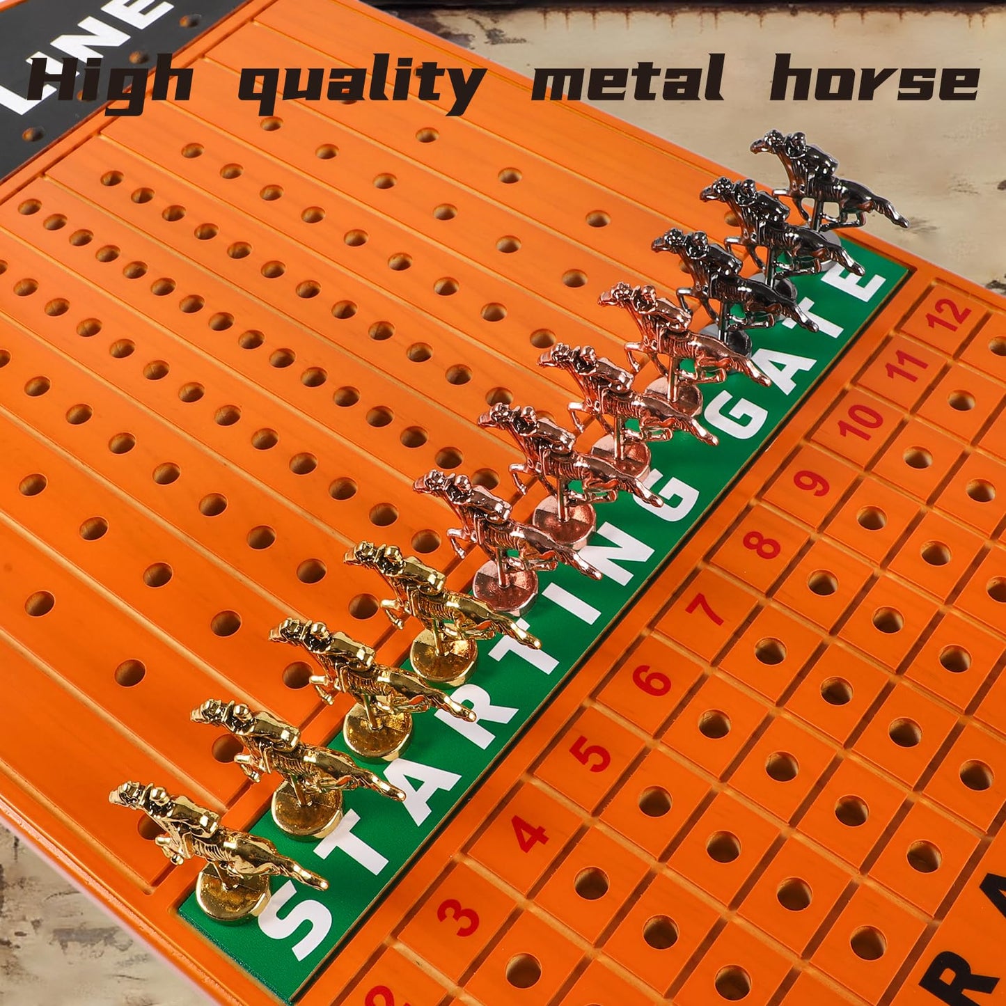 Horow Large 21 Inches Horse Racing Board Game Thicken Wood Horse Race Card And Dice Board Game Luxury Edition Set With 11 Metal