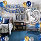 19Th Birthday Party Decoration For Boys, Birthday Banner Blue Number 19 Birthday Balloons Metallic Silver Blue Gold Latex Balloo