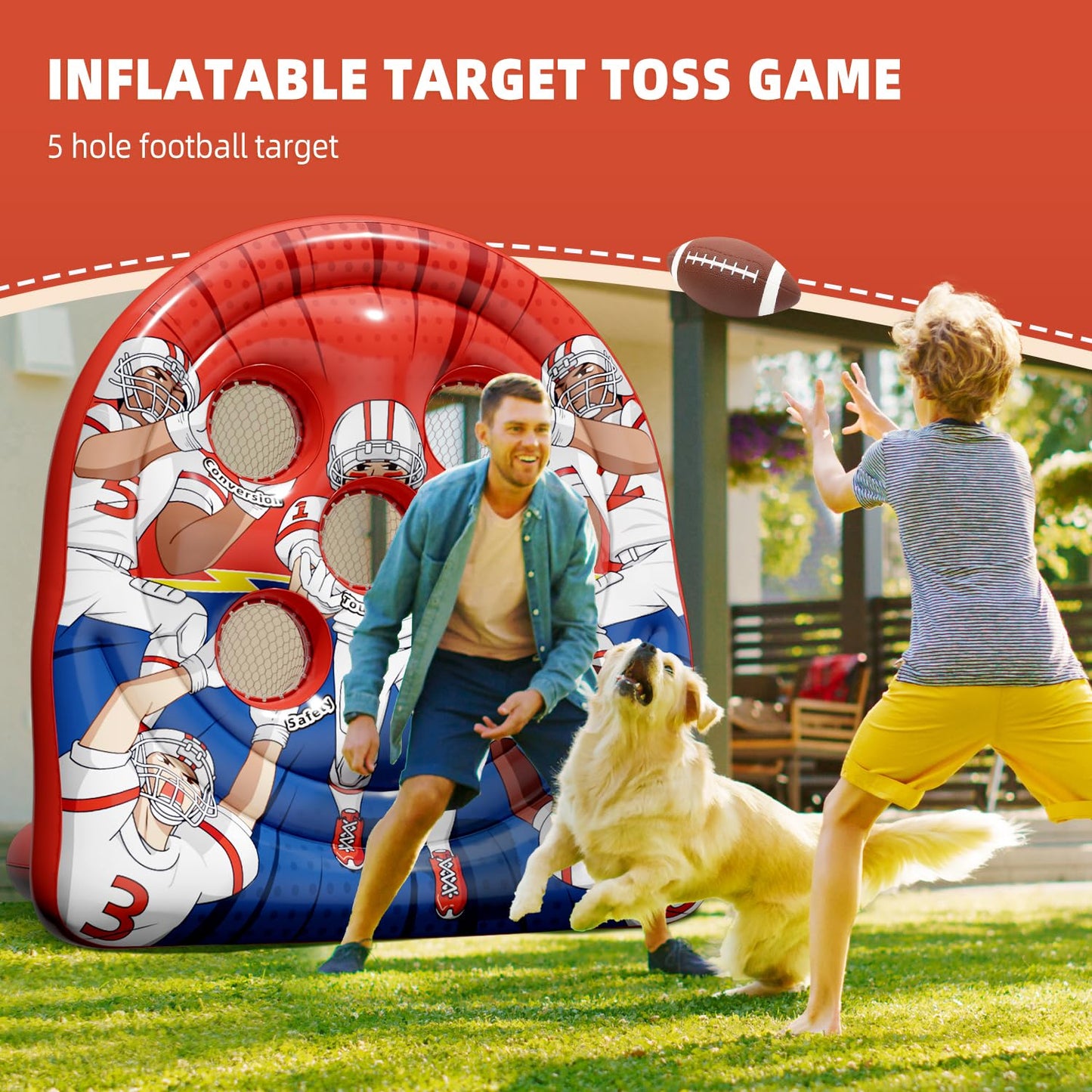Football Target Toss Game - Inflatable Football tossing Target Toy for Kids Carnival Games Party