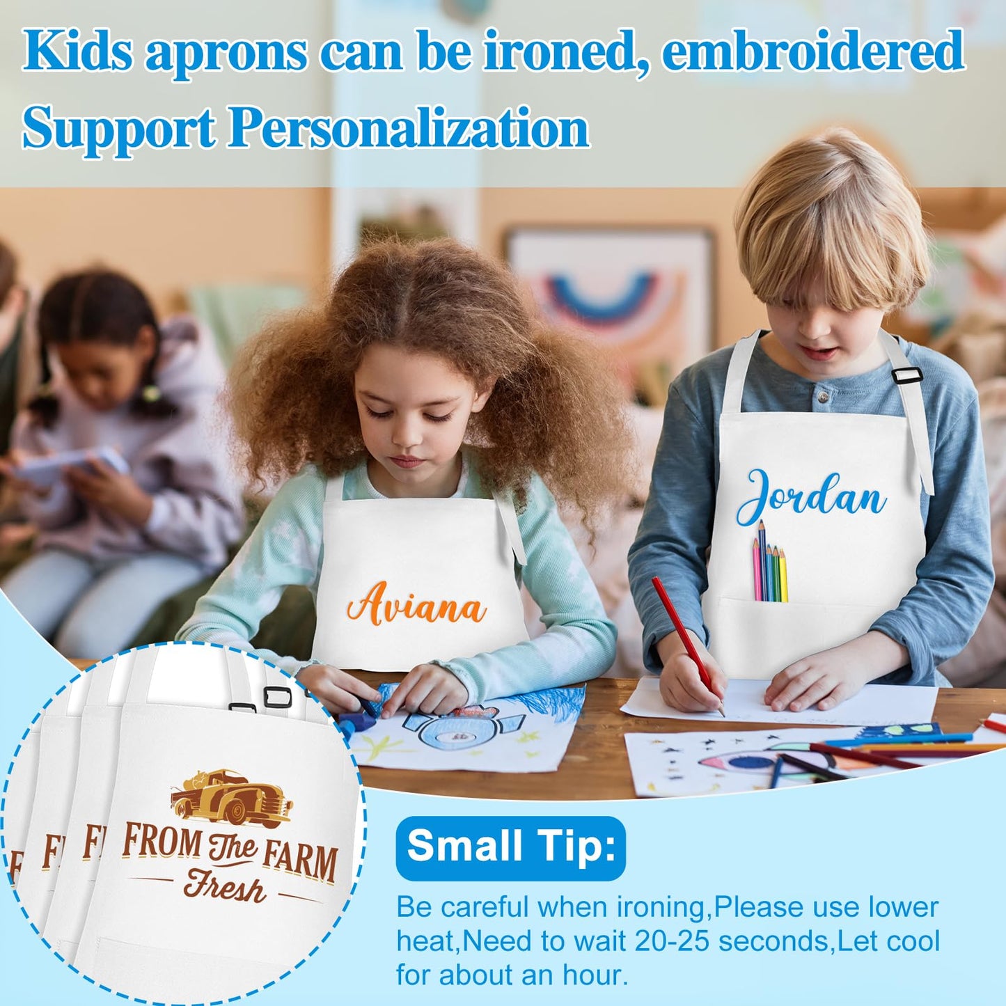 Bouboni 36 Pack Kids Apron Bulk With 2 Pockets Adjustable Chef Art Apron Kids Painting Aprons For Cooking Baking Painting Crafti