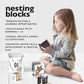Wee Gallery Nesting Blocks - Ocean Animals And Numbers - Black And White Stacking And Building Toy For Toddlers And Kids - Motor