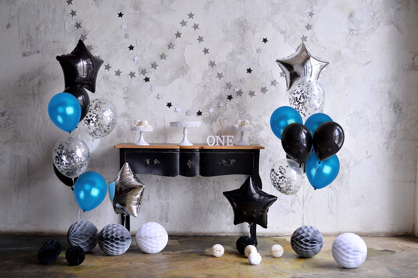 Treasures Gifted Metallic Royal Blue Balloons, 12 Inch Rubber, 100 Pack with Ribbon - Pearlized Dark Blue Latex Balloons