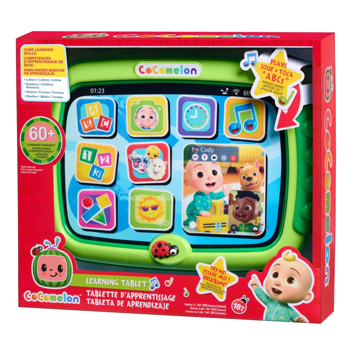 Just Play Cocomelon Learning Tablet, 60+ Learning Phrases, Sing-Along To The “The Alphabet Song, Kids Toys For Ages 18 Month