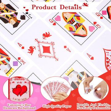 Zubebe 24 Pack Heart Playing Card Valentine'S Day Poker Cards Bulk Vintage Cupid Party Game Standard Index Decks For Adult Famil