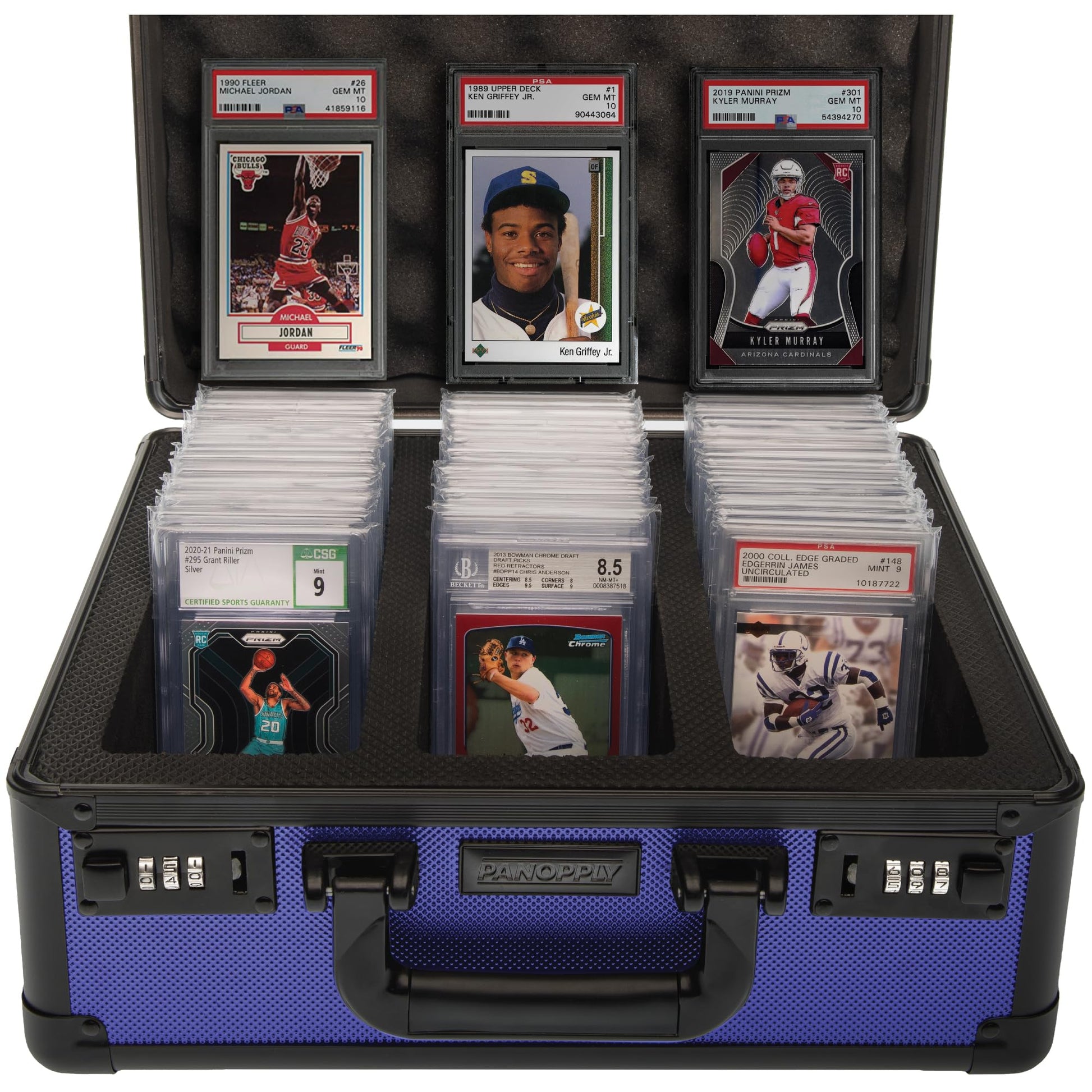 Panopply SLAB protective covering FUSION 120+ 3 Row Psa Graded Card Storage Box Graded Card Case Psa Slab Case for Graded Cards Psa Card Case Baseball Card Cases for Sports Cards Storage (BLUE)