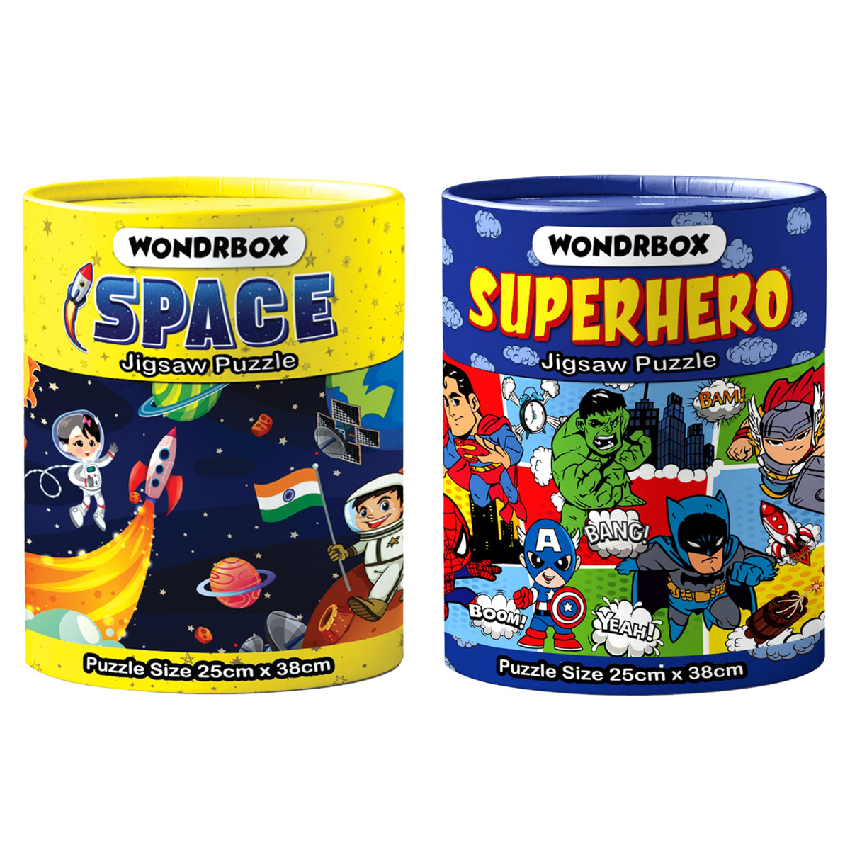 Wondrbox Jigsaw Puzzle For Kids For Age 5 6 7 Years Boys And Girls | 60 Pieces | Size 15X10 Inches (Space+Superhero)