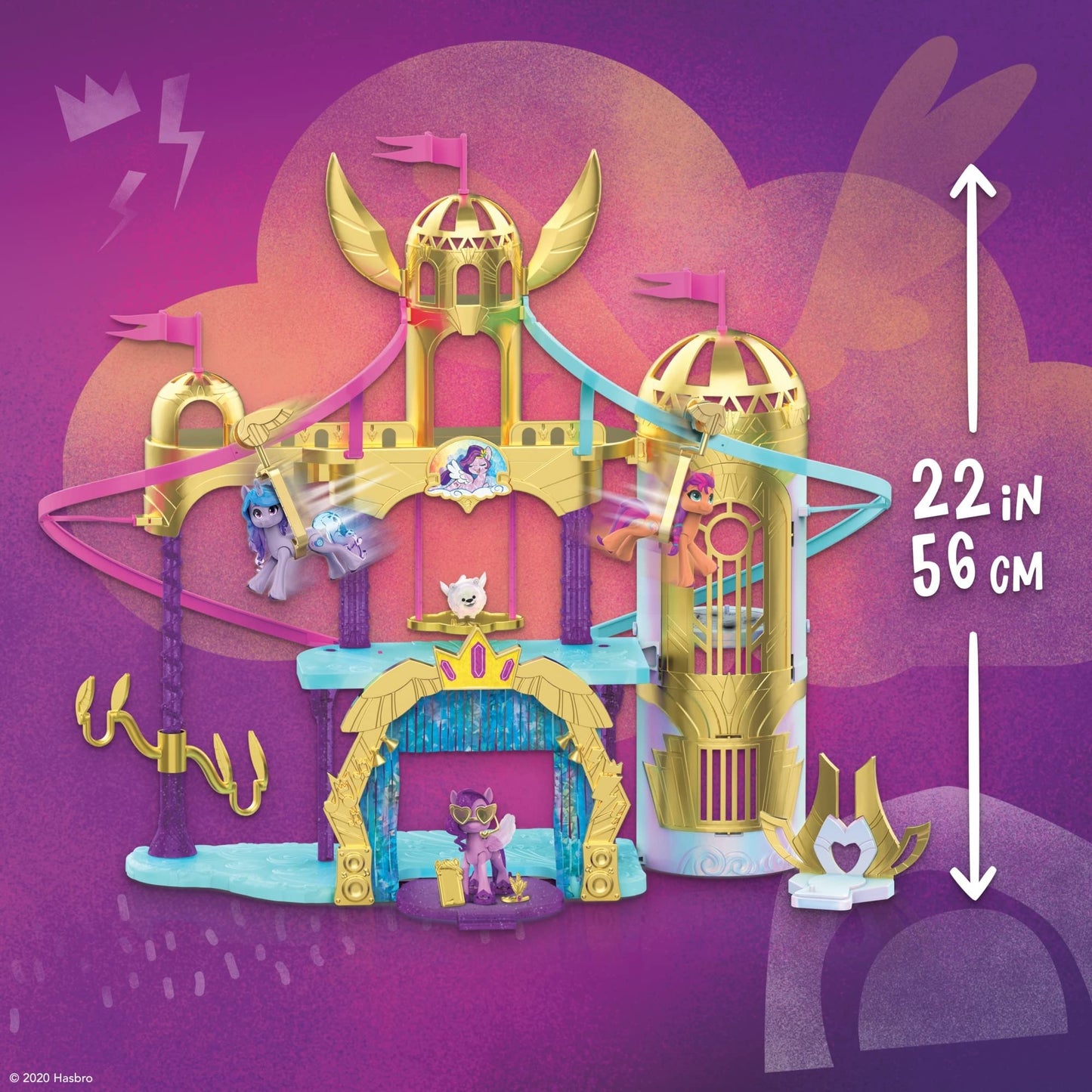 My Little Pony Castle Playset Toy - 22-Inch with 2 Ziplines & Princess Pipp Figure, Multicolor, Model F2156
