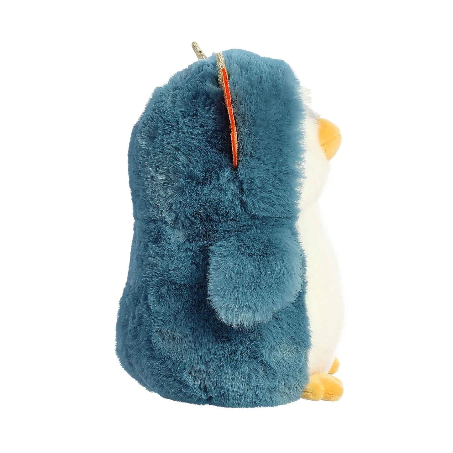 Aurora Playful Pompom Penguin Dragon Stuffed Animal - Vibrant Companions - Endless Fun - Blue 7 Inches