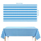 3Pcs Blue & White Checkered Table Cloths For Oktoberfest Wonderland Tea Party Supplies, Rectangle Plastic Tablecover 54 X 108In