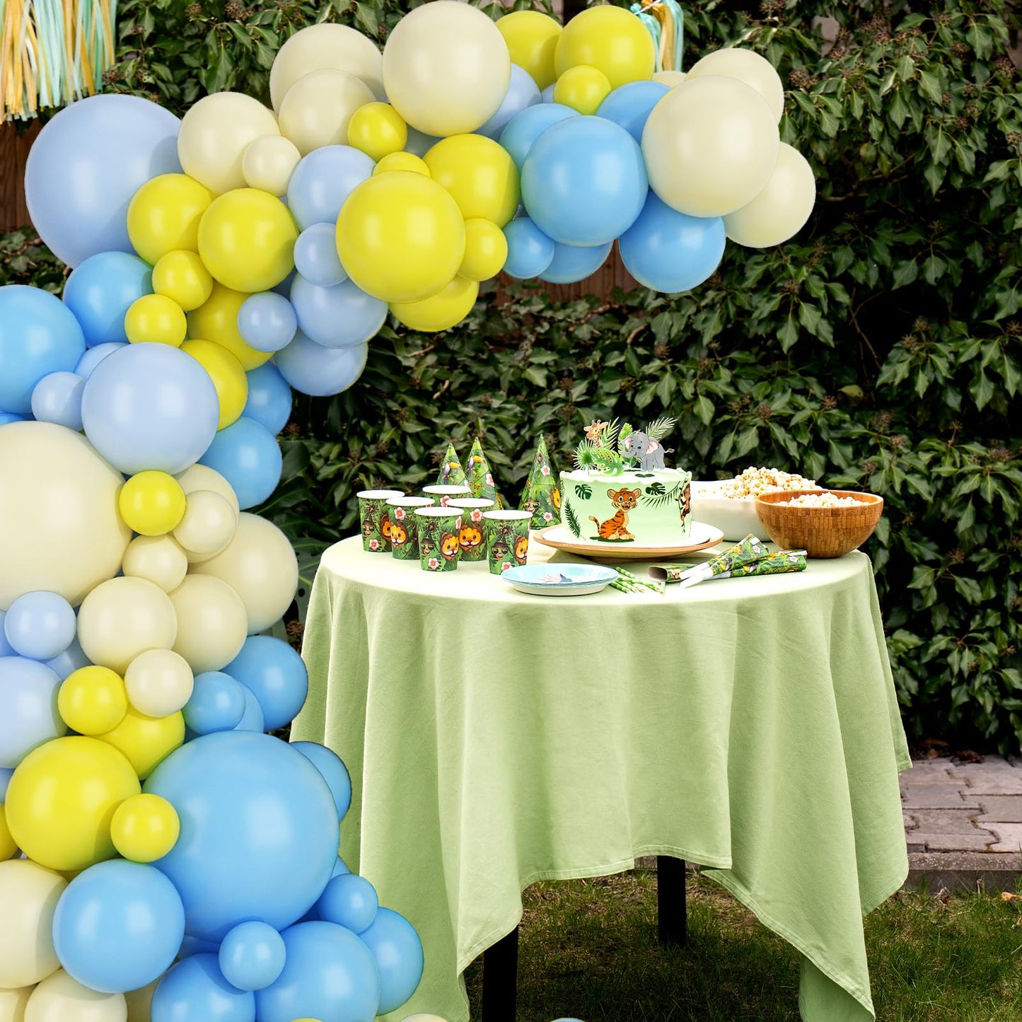 Funhot Blue Yellow Balloon Garland Arch Kit, Light Blue And Yellow Latex Balloons Large Maca Blue Yellow Party Balloons For Kids