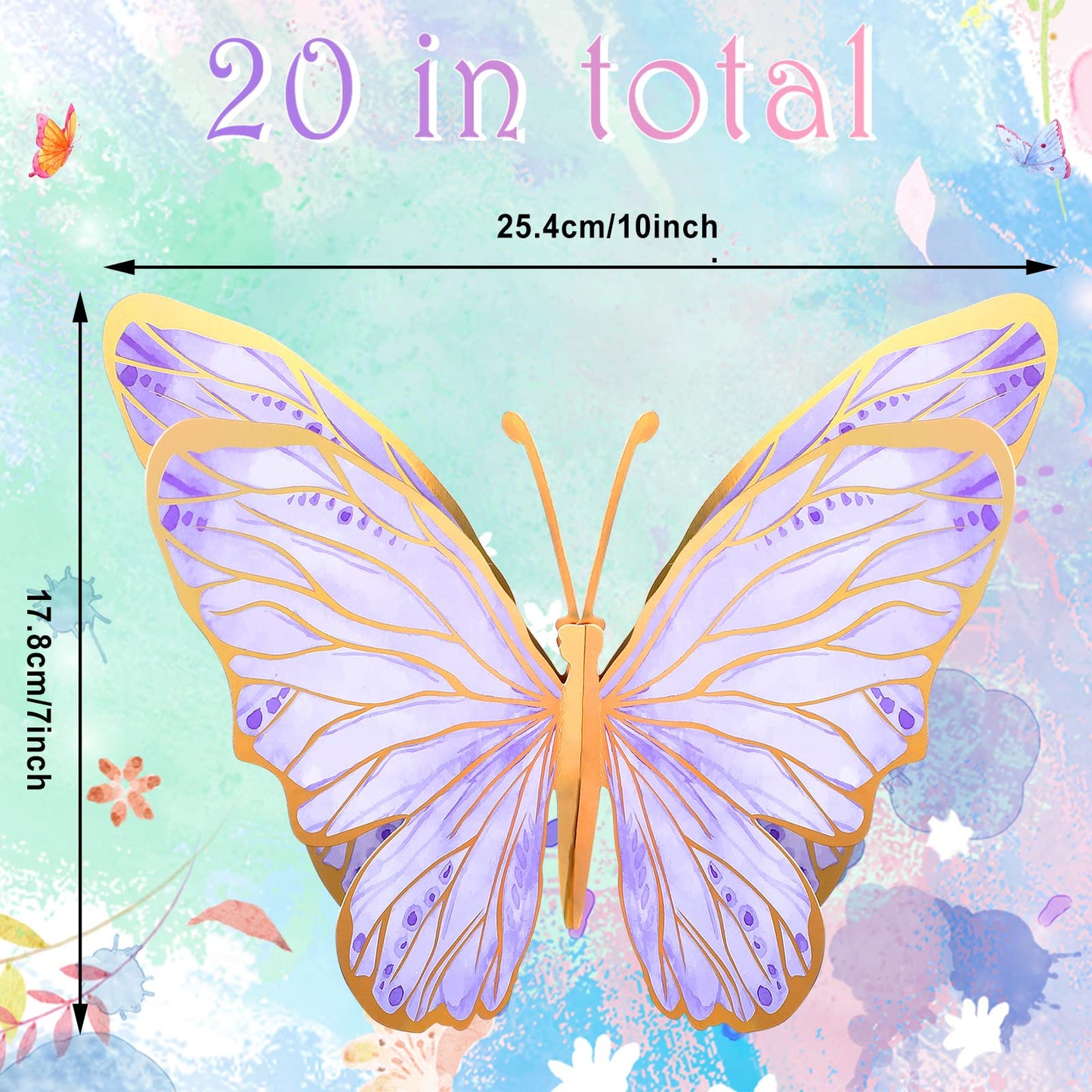 Geyee 10 Pcs Large Butterfly Centerpieces For Tables Butterfly Party Decorations 3D Paper Butterfly Table Toppers Centerpieces W