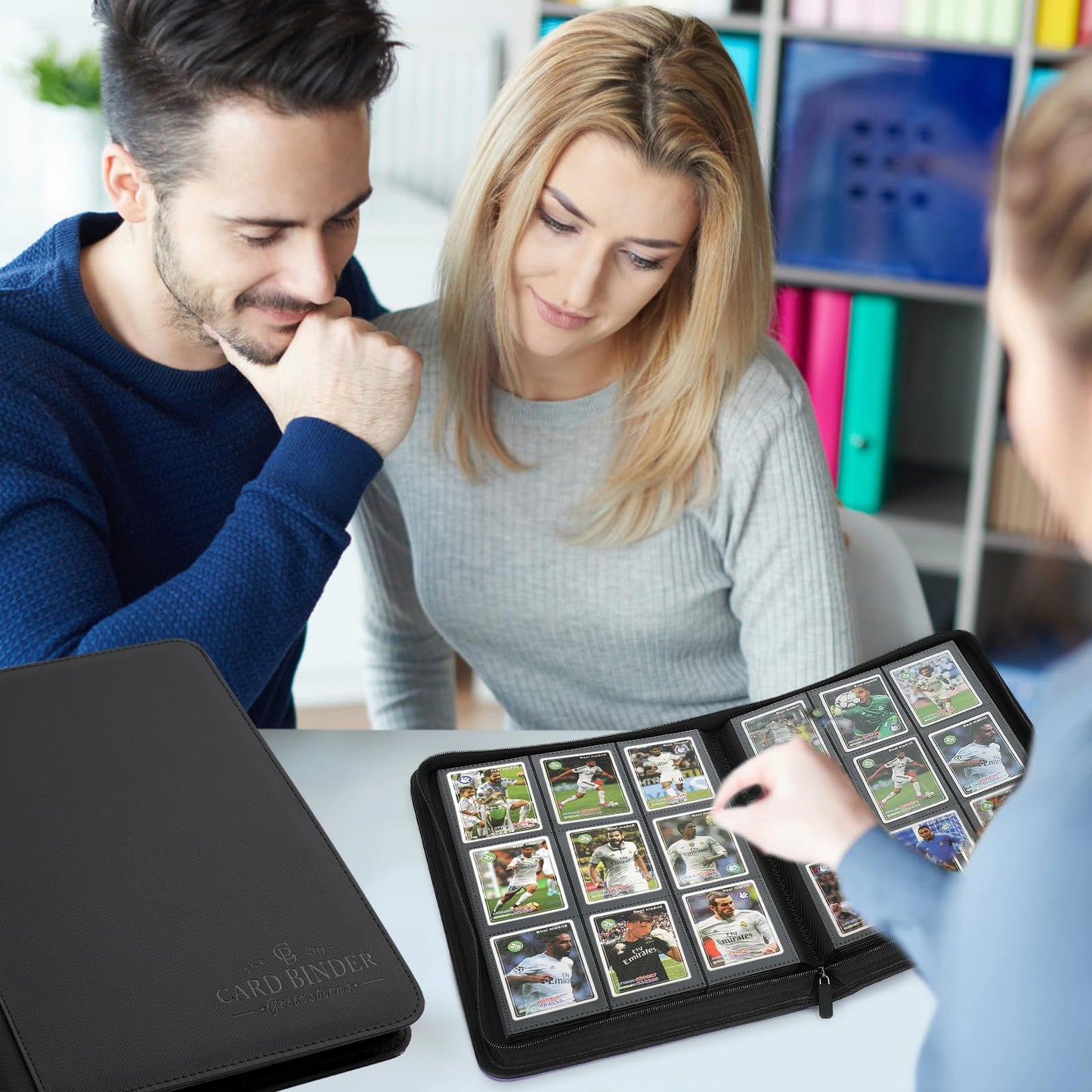 9 Pockets Card Binder enhanced Zip Trading Card Binder 540 Double Sided Pocket PU Collection Binder  Collector Album  Card Folder for MTG  TCG  Business Cards.(Black)