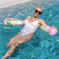 Wernnsai Pool Noodle Set - 2 Pack Inflatable Swimming Noodles For Adults Pool Noodles Floats Pink Yellow Curved Swimming Pool Float For Summer Vacation Sea Beach Lake Party (Flamingo & Pineapple)