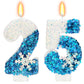 Snow Themed Birthday Candles, Birthday Candle for Party Supplies, Winter Birthday Party Supplies, 2.76 inch Number 25 Candle Cak