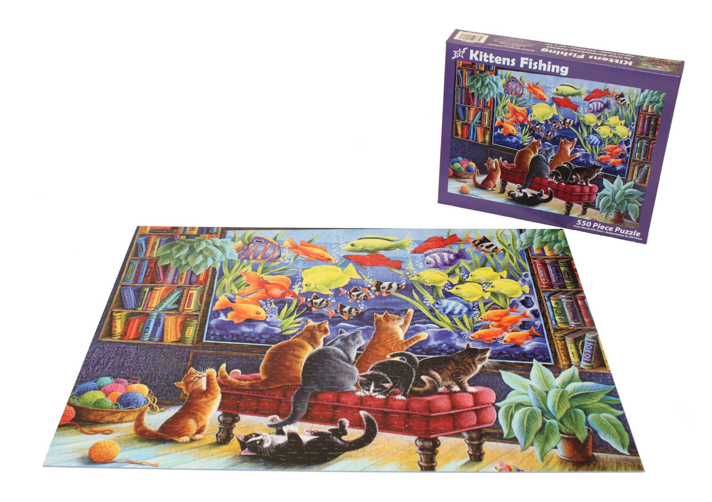 Vermont Christmas Company Kittens Fishing Jigsaw Puzzle 550 Piece