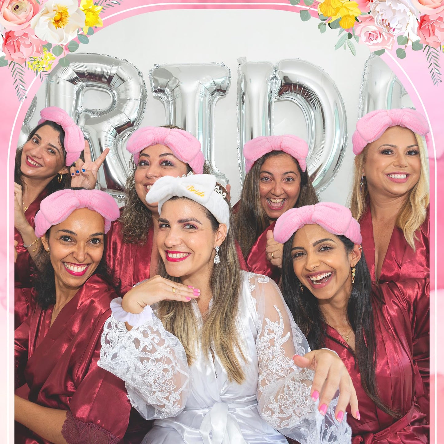 Wavwavw 24 Pcs Sleepover Party Favors Include 12 Bride Bridesmaid Spa Headband 12 Bridesmaid Bride Velvet Scrunchies for Women S