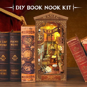 Criolpo Book Nook Kit - Diy Dollhouse Booknook, Book Nook Miniature Kit For Bookshelf Insert Decor Crafts For Adults Teen Hallow