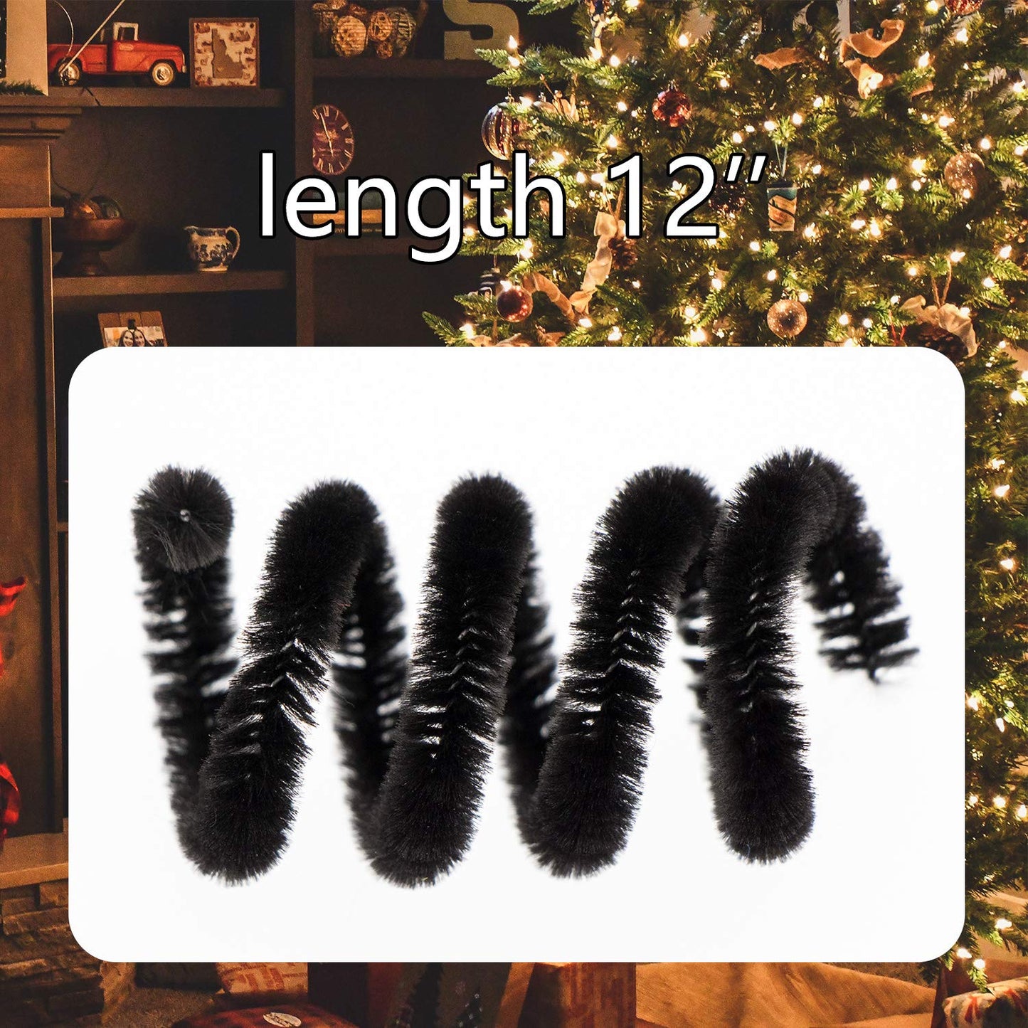 Waycreat 200 Pieces Pipe Cleaners Black Chenille Stem for DIY Art Craft Decorations (6mm x 12 Inch)