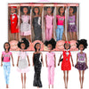 6 Set of African American Black Toy Dolls - 11.5 enhanced Fashion Style Diversity Role Play Dolls  Bundle Variety Pack for Kids  Girls Party Favors