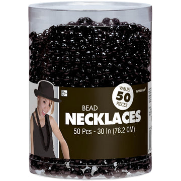 Sparkling Black Metallic Oval Bead Party Necklaces (50 Pcs.) - 30'' - Elegant & Vibrant Accessories - Perfect for Any Occasion