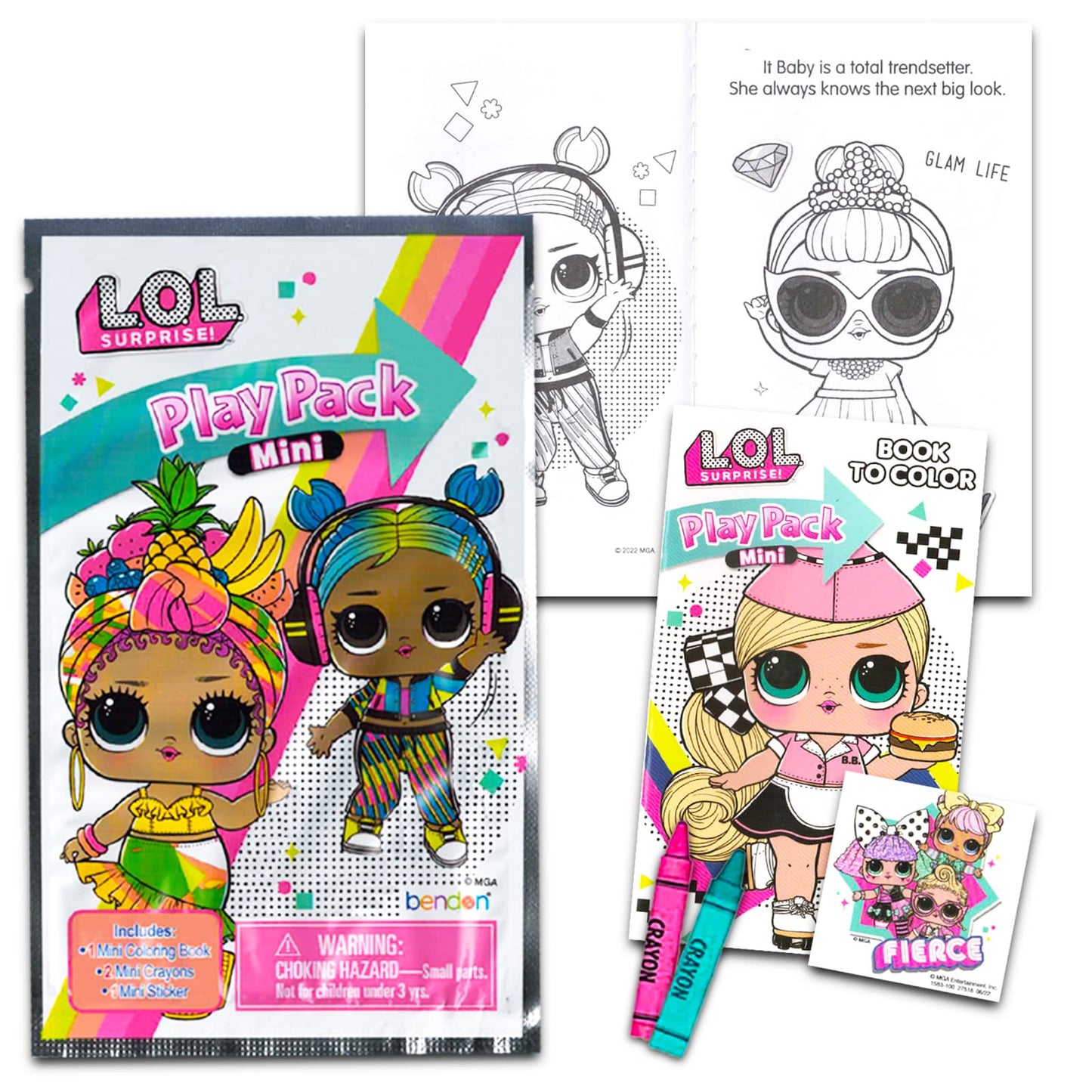 LOL Doll Mini Party Favor Set for Kids - 24 Grab n Go Play Packs with Coloring Pages & Stickers (Birthday Supplies)