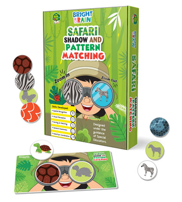 Bright Brain Safari Shadow & Pattern Matching Game For Kids Ages 3+ | Jungle Animal Shadow Silhouette Puzzle | Educational Sorti