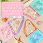 3Pcs Personalized Kids Beach Shell Bag, Initial Seashell Mesh Zipper Beach Pouch, Shell Collecting Bag for Holding Shells with A