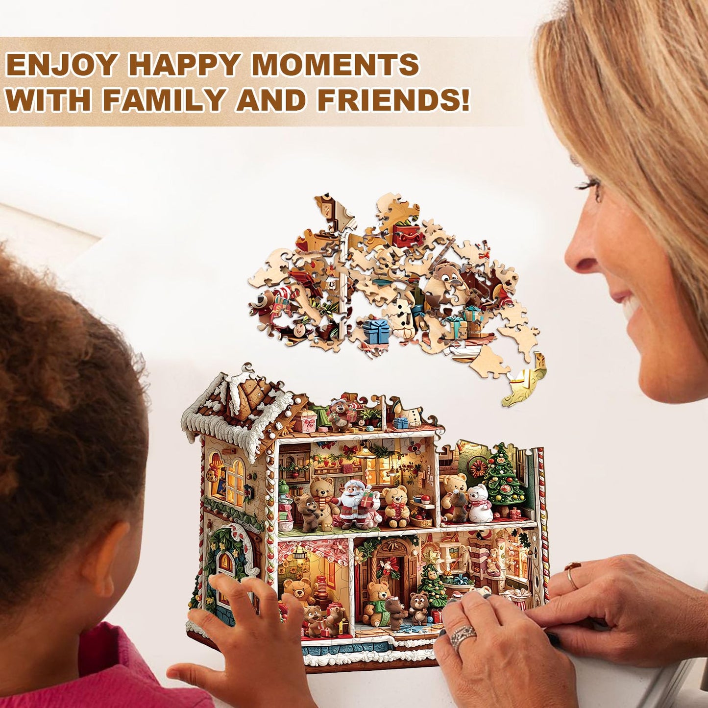 SECOGM Wooden Puzzles for mature-themeds - Bear House Wood Puzzles mature-themed - Unique Animal Shape Wooden Jigsaw Puzzles for mature-themeds - Birthday Gifts for Puzzle Lovers  Family (8.5 * 7.2in-100 Pieces)