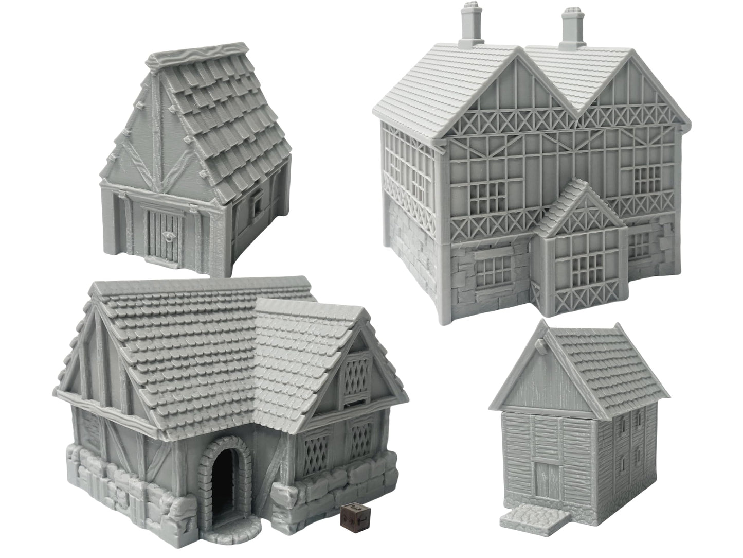 Paintable Tabletop Miniature Little Town Building Terrains Compatible With D&D Rpg War Gaming - 18Mm Scale Scenery With Medieval