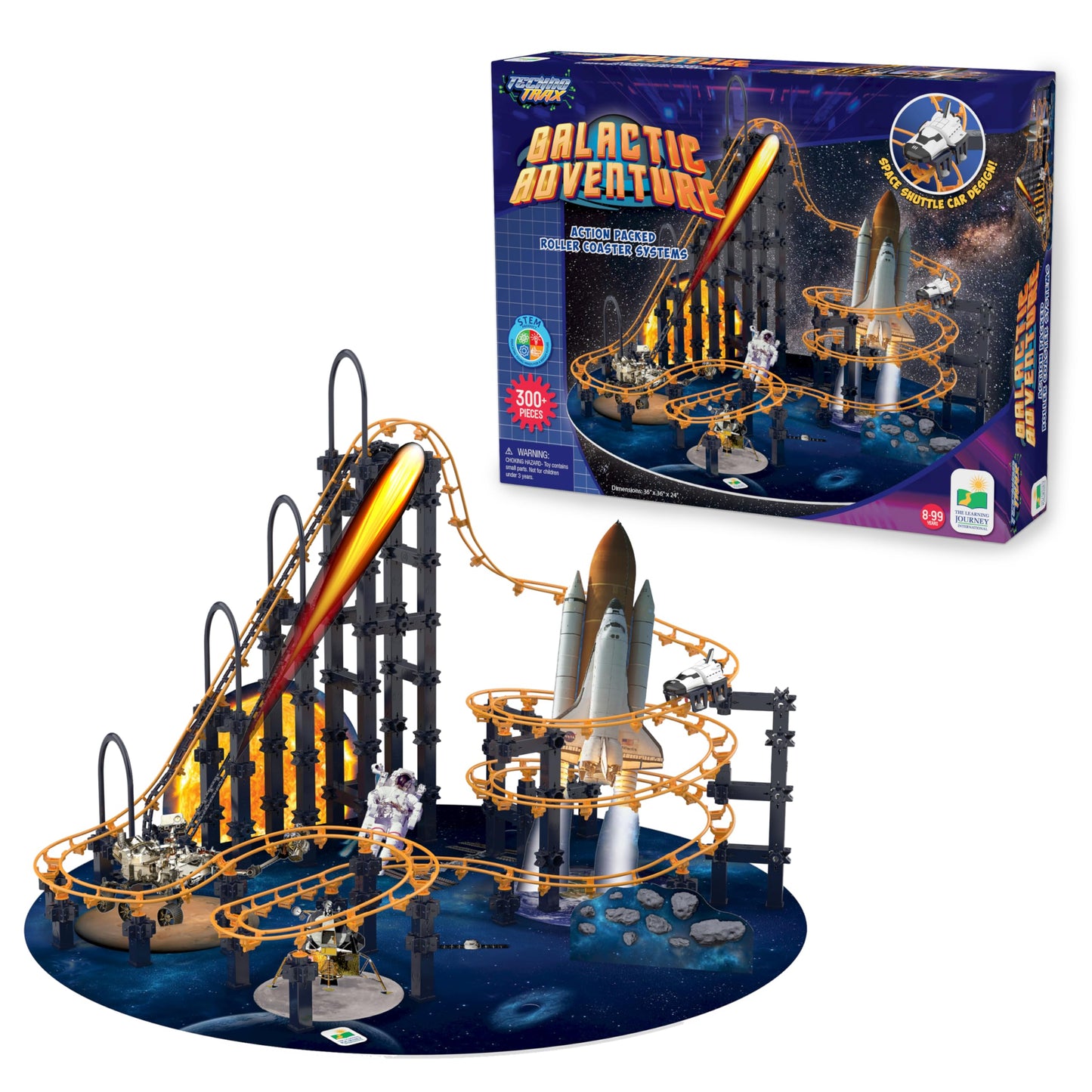 The Learning Journey International Techno Trax Roller Coaster Building Kit, 300+ pcs, Multi-color, STEM Gift for Ages 8+