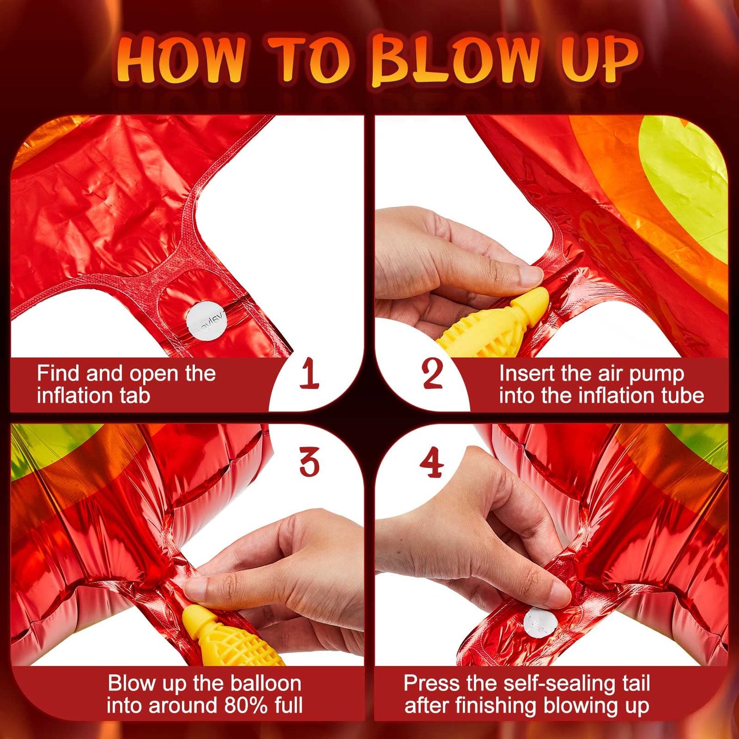 6 Pcs Fire Truck Birthday Party Supplies 32 Inch Fire Flame Balloons Large Firefighter Aluminum Foil Decorations Curve Foil Part