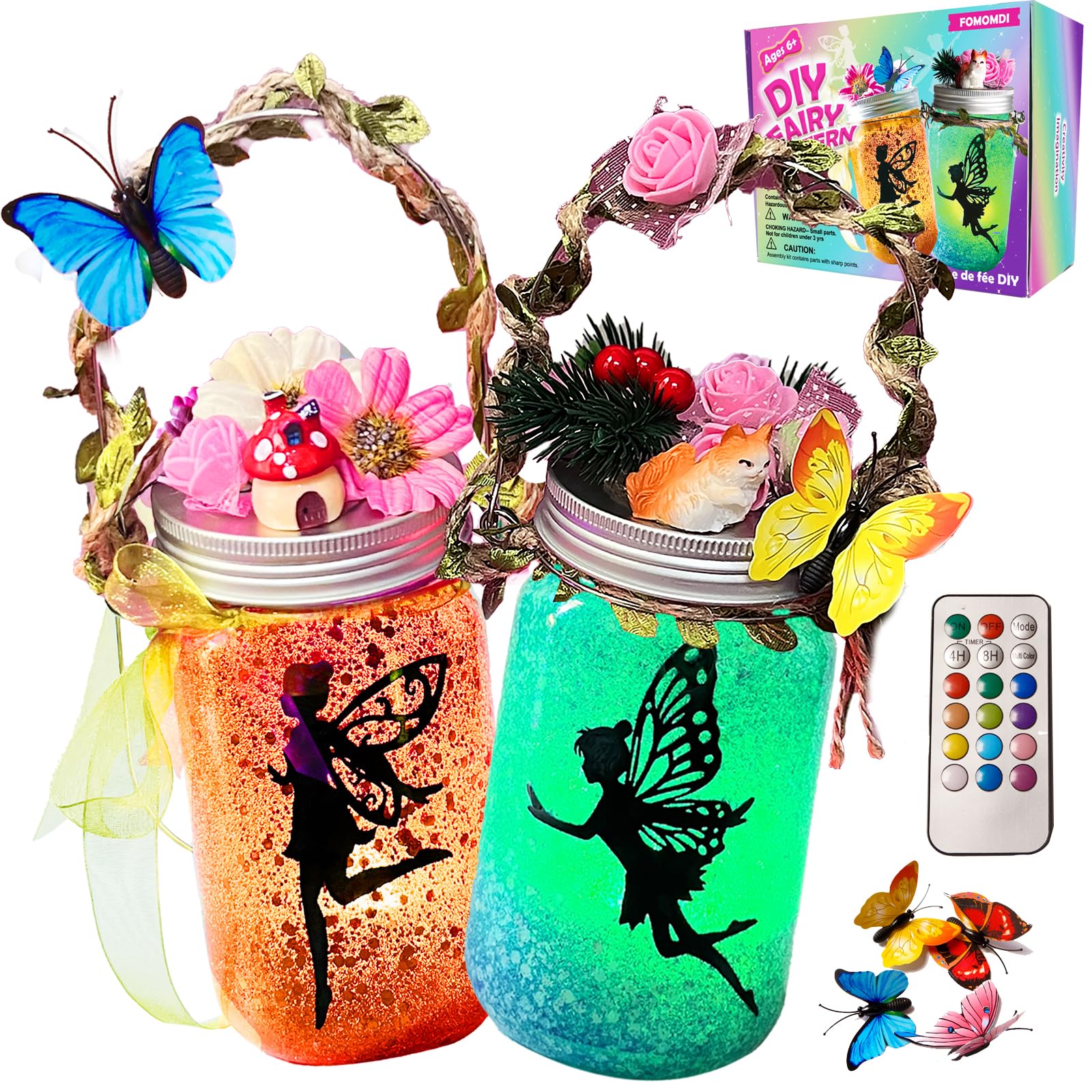 FOMOMDI DIY Fairies in a Jar, Color Changing Fairy Lantern Night Light Kit with Remote Control, Kids Girls Birthday Holiday Gift