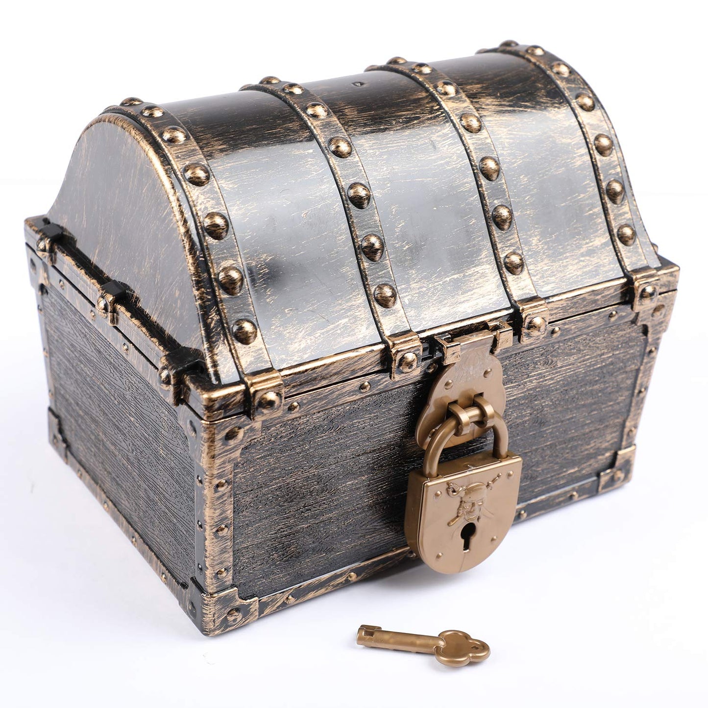 Leadtex Kids Pirate Treasure Chest Plastic Pirate Vintage Treasure Box,Bronze.